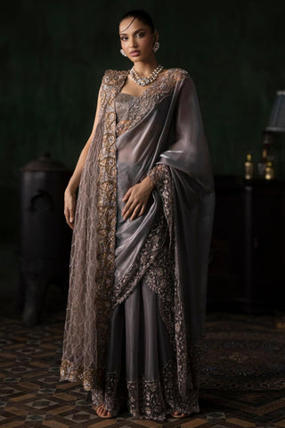 Gray oraan pant saree set