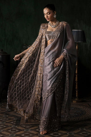Gray oraan pant saree set