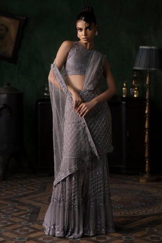 Purple oraan skirt sharara sari set