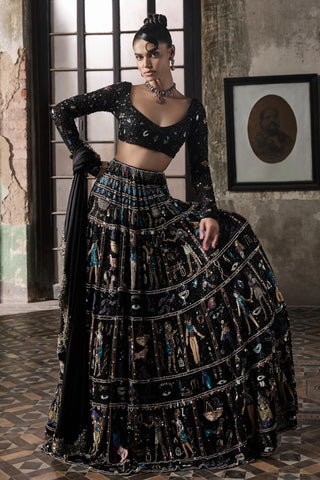 Black oraan lehenga set