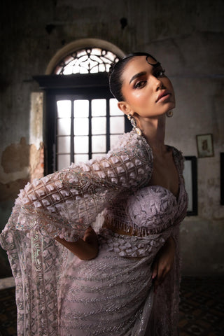 Purple oraan 3D petal saree set