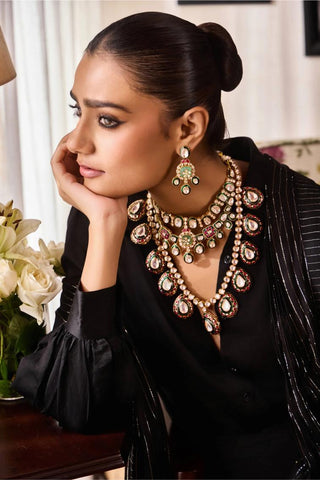 Polki Necklace Set for Indian Weddings – Green Eclipse by Amraani