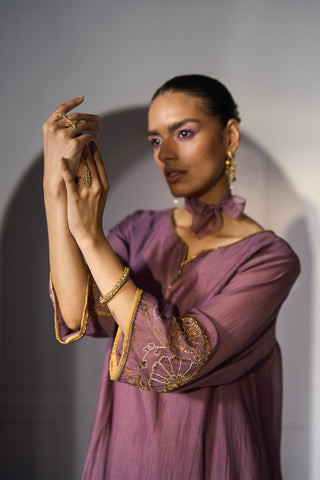 Purple husna kurta set