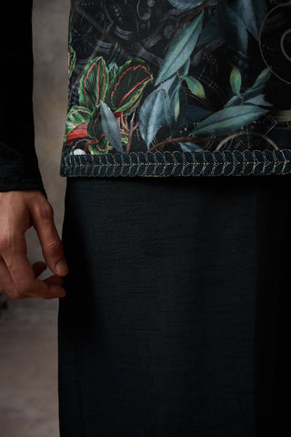 Black signature koti with kurta set