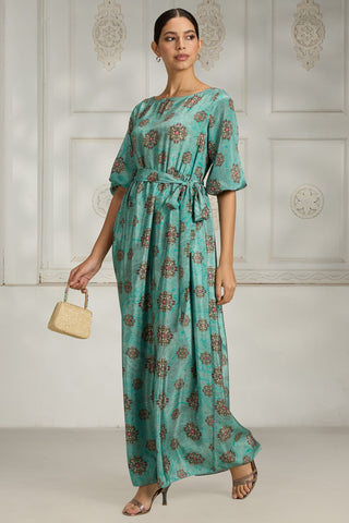 Blue floral printed dress