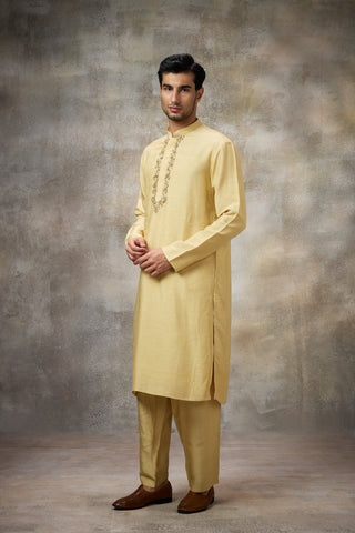 Yellow embroidered kurta set