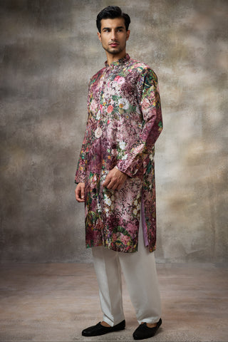 Maroon botanical printed kurta set