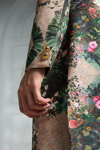 Multicolor printed sherwani set