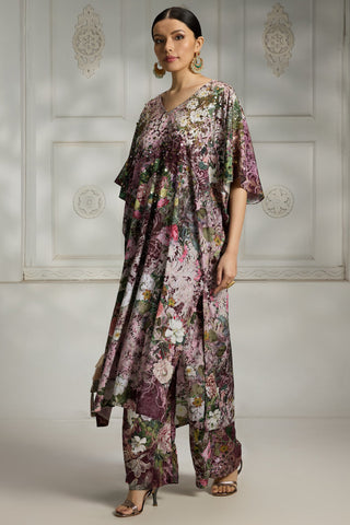 Maroon printed tuic set