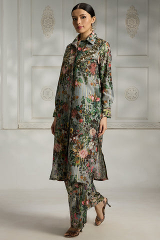 Blue shirt styled tunic set