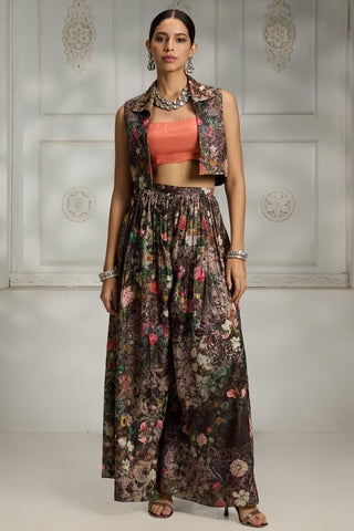 Orange short jacket styled cape set