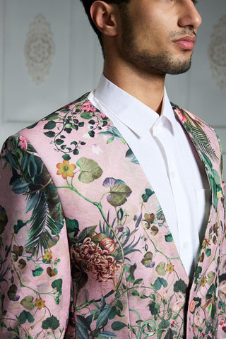 Pink printed blazer