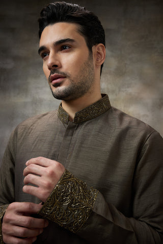 Green solid kurta set