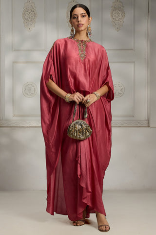 Pink drapped dhoti set