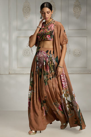 Orange printed cape set