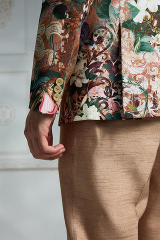 Orange printed blazer