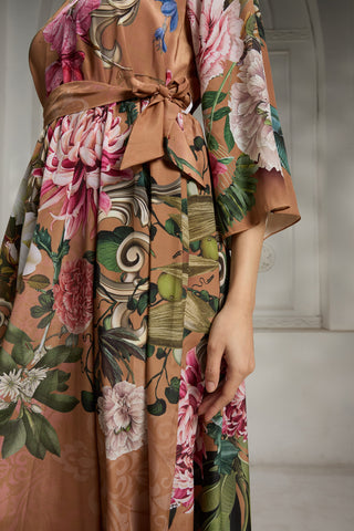 Orange printed crepe dress