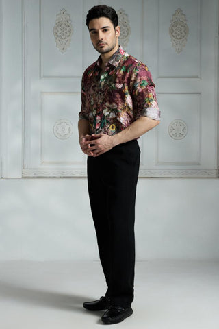 Maroon signature print shirt