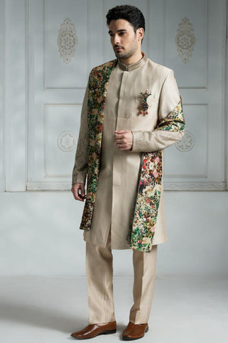 Ivory embroidered sherwani set