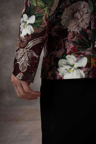 Maroon printed blazer