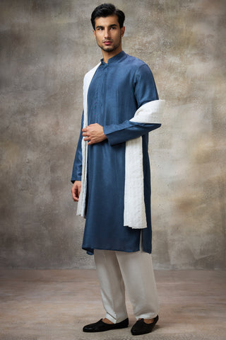 Blue solid kurta set