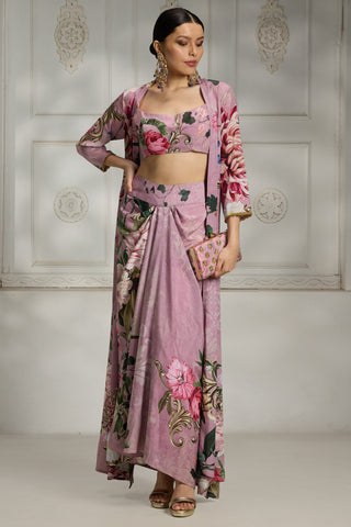 Pink printed cape set