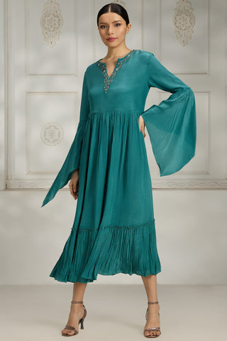 Blue embroidered dress