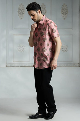 Pink floral printed shirt