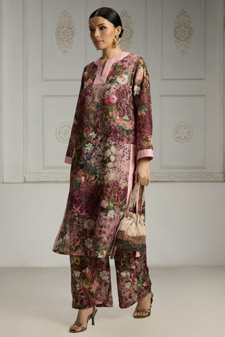 Maroon floral printed tunic set