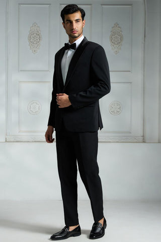 Black solid flap blazer