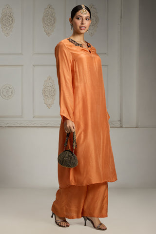 Orange solid tunic set