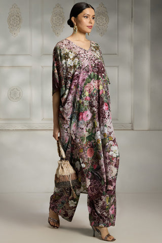 Maroon printed tuic set