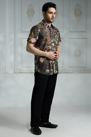 Black signature floral printed shirt