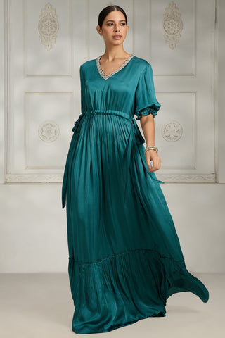 Blue v-neck gown