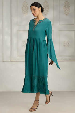 Blue embroidered dress