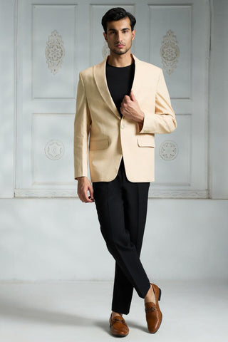 Beige solid blazer