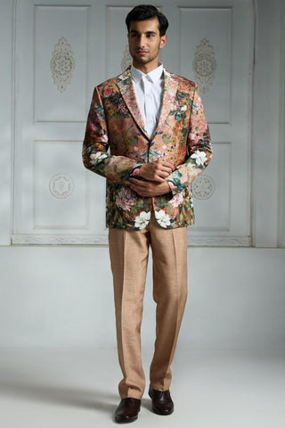 Orange printed blazer