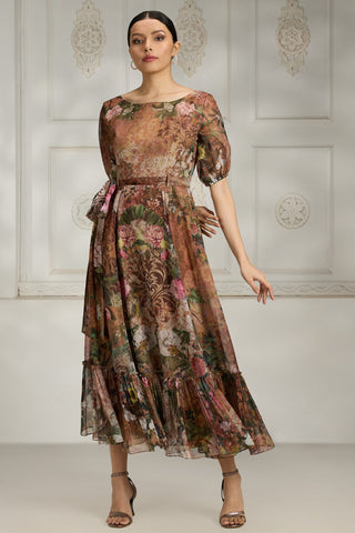 Orange printed dress