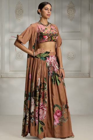 Orange printed cape set