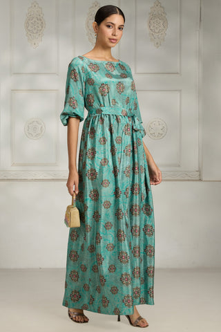 Blue floral printed dress