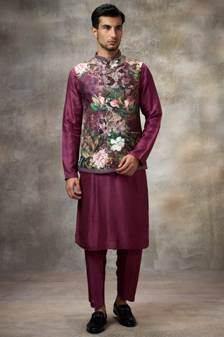 Maroon signature koti with kurta set