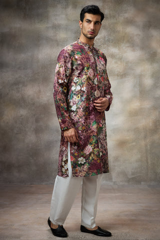 Maroon botanical printed kurta set