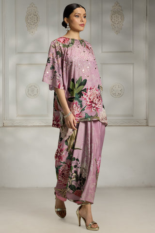 Pink floral printed tunic