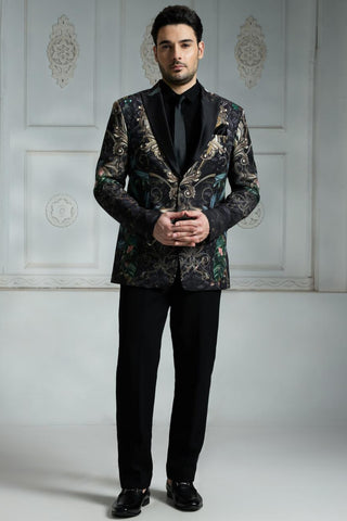 Black printed blazer