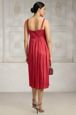 Red embellished dress