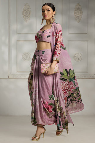 Pink printed cape set