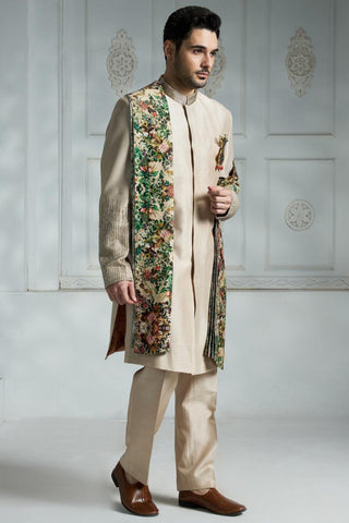 Ivory embroidered sherwani set