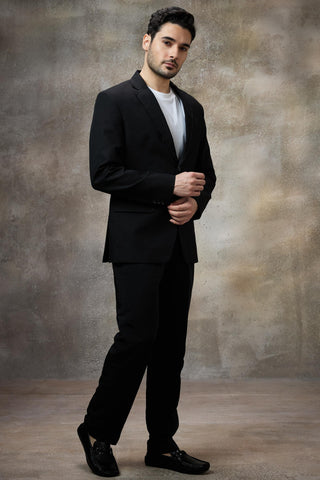 Black solid blazer