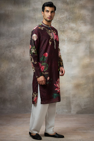 Maroon floral printed kurta set