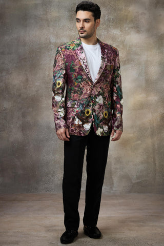 Maroon printed blazer